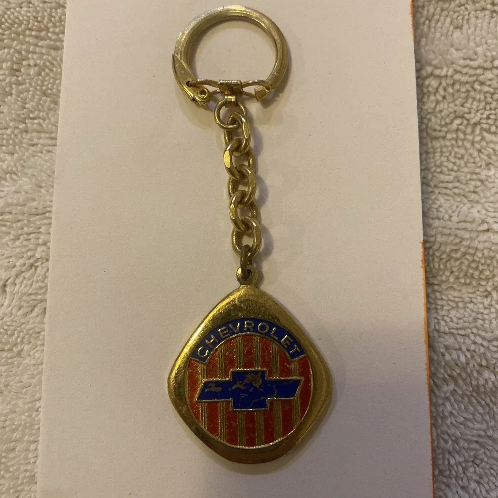 Vintage Chevrolet Brass And Enamel Key Chain